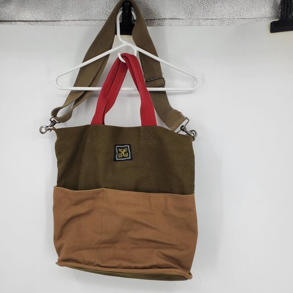 Urban Outfitters Army Green Nautical Anchor Patch Red Strap Shoulder Bag Purse - Picture 1 of 10